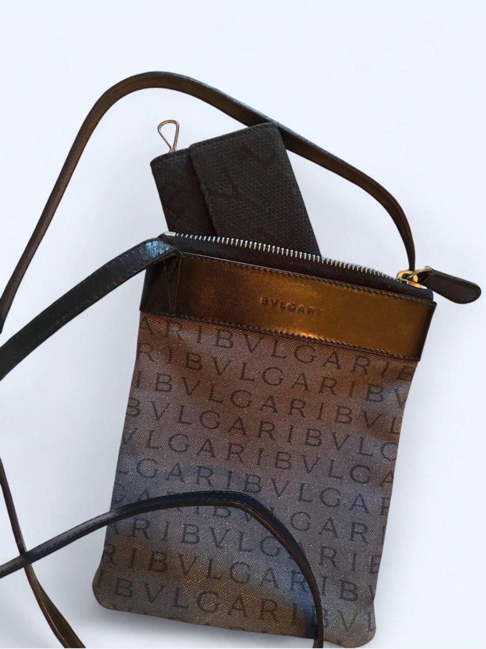 BUNDLE DEAL - Bulgari Denim and Black Crossbody Mini-bag with Black Keyholder